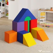 HOMCOM Set de Construcții Moi pentru Copii de 1-3 Ani cu 11 Forme, în PU și EPE, Culori Variate | Aosom Romania 