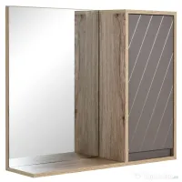 HOMCOM Dulapior Suspendat Baie cu Oglindă Raft Reglabil Design Modern Gri și Stejar | Aosom Romania