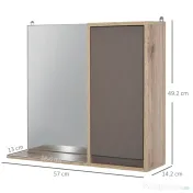 HOMCOM Dulapior Suspendat Baie cu Oglindă Raft Reglabil Design Modern Gri și Stejar | Aosom Romania 