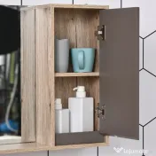 HOMCOM Dulapior Suspendat Baie cu Oglindă Raft Reglabil Design Modern Gri și Stejar | Aosom Romania 