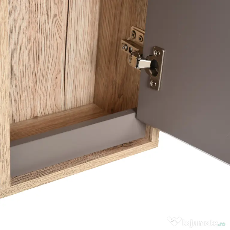 HOMCOM Dulapior Suspendat Baie cu Oglindă Raft Reglabil Design Modern Gri și Stejar | Aosom Romania