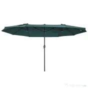 Outsunny Umbrelă Dublă de Grădină, Protecție UV, Manivelă pentru Deschidere, 460x270x240 cm, Verde | Aosom Romania