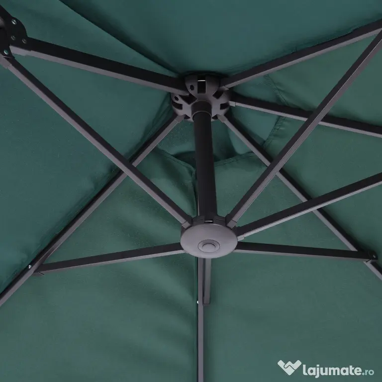 Outsunny Umbrelă Dublă de Grădină, Protecție UV, Manivelă pentru Deschidere, 460x270x240 cm, Verde | Aosom Romania