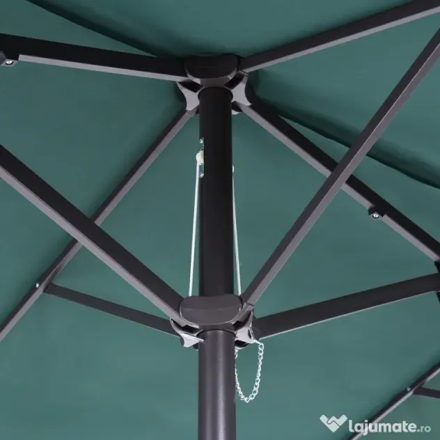 Outsunny Umbrelă Dublă de Grădină, Protecție UV, Manivelă pentru Deschidere, 460x270x240 cm, Verde | Aosom Romania