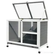 PawHut Cusca Iepuri Lemn 2 Niveluri Spațiu Confortabil 91.5x53.3x73cm Gri | Aosom Romania 