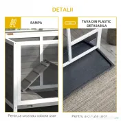 PawHut Cusca Iepuri Lemn 2 Niveluri Spațiu Confortabil 91.5x53.3x73cm Gri | Aosom Romania 