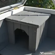 PawHut Cusca Iepuri Lemn 2 Niveluri Spațiu Confortabil 91.5x53.3x73cm Gri | Aosom Romania 