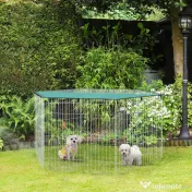 PawHut Țarc Modular Animale Ușă Acces Acoperiș Impermeabil Pliabil, Φ120x60 cm | Aosom Romania