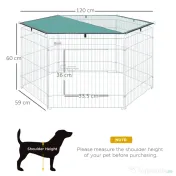 PawHut Țarc Modular Animale Ușă Acces Acoperiș Impermeabil Pliabil, Φ120x60 cm | Aosom Romania
