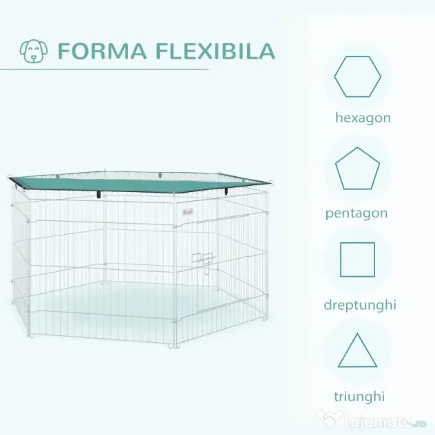 PawHut Țarc Modular Animale Ușă Acces Acoperiș Impermeabil Pliabil, Φ120x60 cm | Aosom Romania