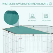 PawHut Țarc Modular Animale Ușă Acces Acoperiș Impermeabil Pliabil, Φ120x60 cm | Aosom Romania