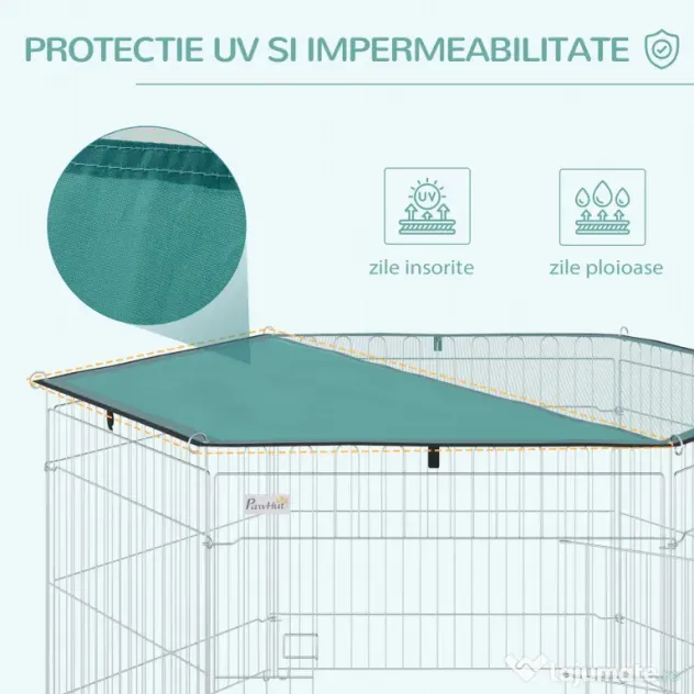 PawHut Țarc Modular Animale Ușă Acces Acoperiș Impermeabil Pliabil, Φ120x60 cm | Aosom Romania