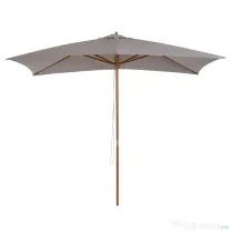 Outsunny Umbrelă de Grădină 2x3m Parasolar Impermeabil din Lemn Lacuit cu Copertină Detașabilă Gri | Aosom Romania
