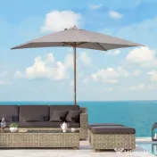 Outsunny Umbrelă de Grădină 2x3m Parasolar Impermeabil din Lemn Lacuit cu Copertină Detașabilă Gri | Aosom Romania