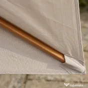 Outsunny Umbrelă de Grădină 2x3m Parasolar Impermeabil din Lemn Lacuit cu Copertină Detașabilă Gri | Aosom Romania