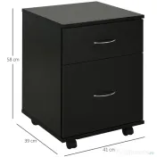 HOMCOM Comodă Mobilă pentru Birou, Design Modern pe Roți, din Lemn, 41x39x58cm, Negru | Aosom Romania 