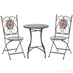 Outsunny Mobilier Gradina 3 Piese – 2 Scaune & Masa Mozaic Metalica