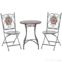 Outsunny Mobilier Gradina 3 Piese – 2 Scaune & Masa Mozaic Metalica
