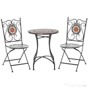 Set de Gradina Outsunny cu 2 Scaune Pliante si 1 Masuta tip Mozaic, Metal si Ceramica | Aosom Romania 