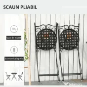 Set de Gradina Outsunny cu 2 Scaune Pliante si 1 Masuta tip Mozaic, Metal si Ceramica | Aosom Romania 