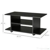 Mobilier Pentru Tv in Lemn cu Roti HOMCOM, Negru,40x40x80cm| Aosom RO | Aosom Romania