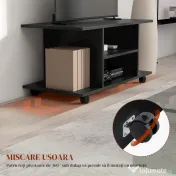 Mobilier Pentru Tv in Lemn cu Roti HOMCOM, Negru,40x40x80cm| Aosom RO | Aosom Romania