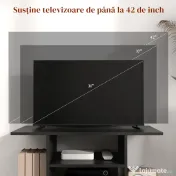 Mobilier Pentru Tv in Lemn cu Roti HOMCOM, Negru,40x40x80cm| Aosom RO | Aosom Romania