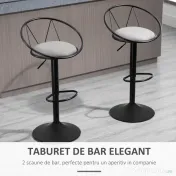 Homcom Set 2 Scaune de Bar – Pivotante, Maro, Reglabile 78–100 cm | Aosom Romania