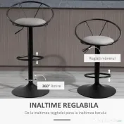Homcom Set 2 Scaune de Bar – Pivotante, Maro, Reglabile 78–100 cm | Aosom Romania
