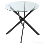 HOMCOM Masa Rotunda 80×80×75 cm – Sticla Eleganta & Picioare Metal