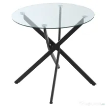 HOMCOM Masa Rotunda 80×80×75 cm – Sticla Eleganta & Picioare Metal