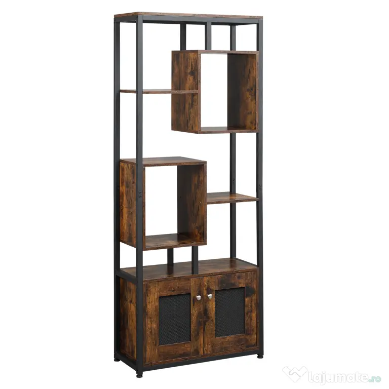 HOMCOM biblioteca stil industrial, 70x30x180cm, maro