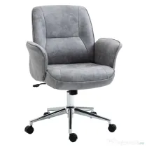 Vinsetto Scaun de Birou Ergonomic cu Înaltime Ajustabilă și Funcție de Balansoar cu Tapițerie din Microfibră, 67x69x92-102 cm, Gri  | Aosom Romania