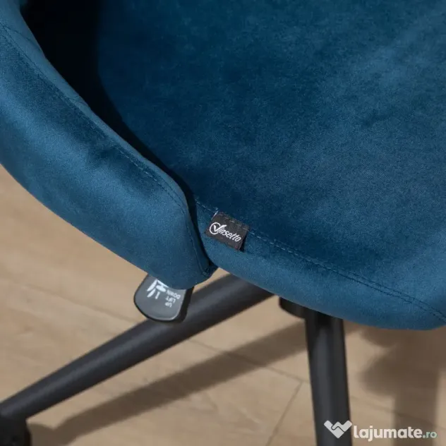 Vinsetto Scaun Birou Ergonomic, Pivotant 360°, Înălțime Ajustabilă, Catifea Albastră, 50x58x77-85cm | Aosom Romania