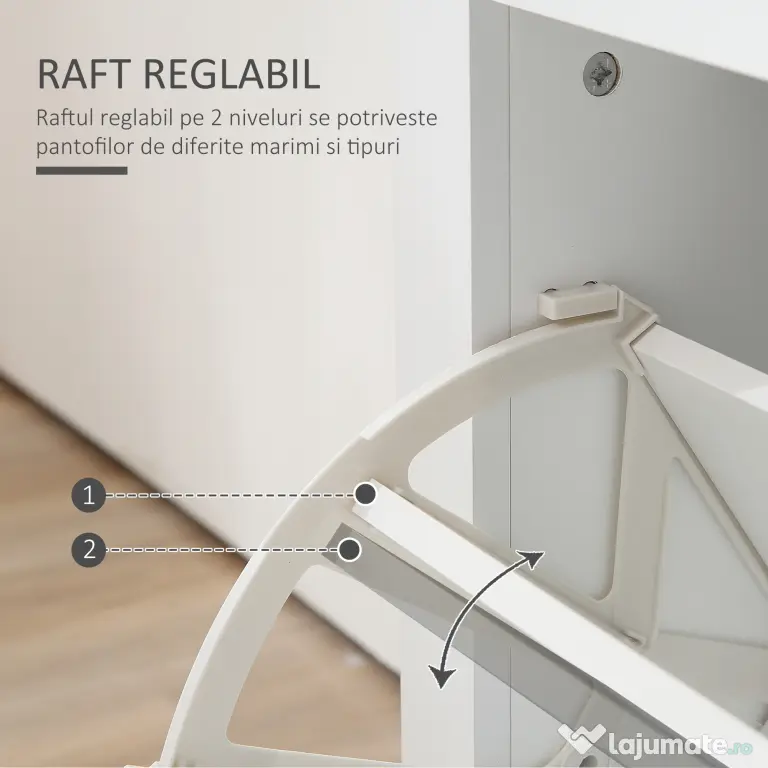 HOMCOM Dulap pentru Pantofi cu 2 Sertare pentru 12 Perechi de Încălțăminte, Dulap de Depozitare, 79x23x90,5 cm, Alb | Aosom Romania