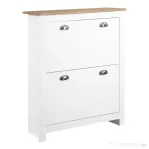 HOMCOM Dulap pentru pantofi Slim cu 2 sertare rabatabile și raft reglabil pentru 12 perechi de pantofi, 79x23x90,5 cm, alb