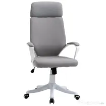 Scaun de Birou Pivotant cu Tetiera, Inaltime Reglabila, Functie de Balansoar, ridicare pneumatica 63x65x113-123cm, Gri Deschis Vinsetto | Aosom RO