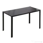 HOMCOM Masă de bucătărie pentru 4 persoane din metal și sticlă temperată, 120x60x75 cm, negru