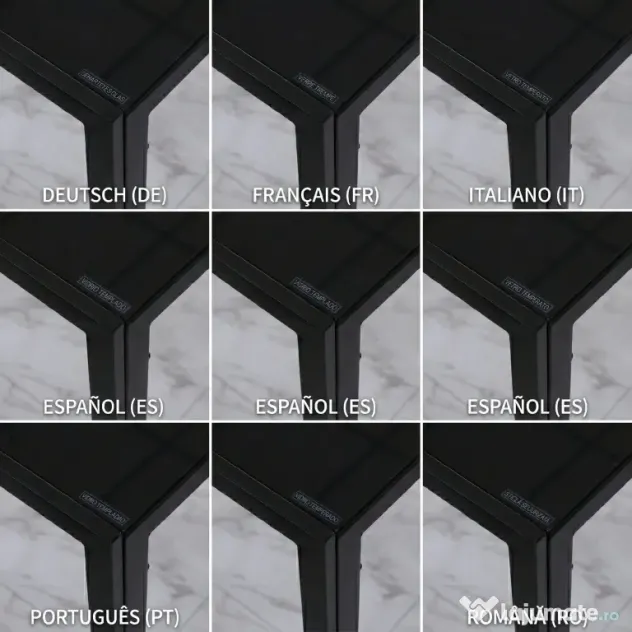 HOMCOM Masă Rectangulară pentru 4 Persoane din Metal și Sticlă Călită, 120x60x75 cm, Negru | Aosom Romania