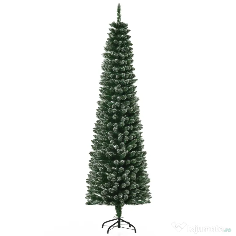 Brad de Craciun cu zapada artificiala190cm, Brad verde cu baza detasabila, decoratiune de Craciun, verde HOMCOM | Aosom Romania