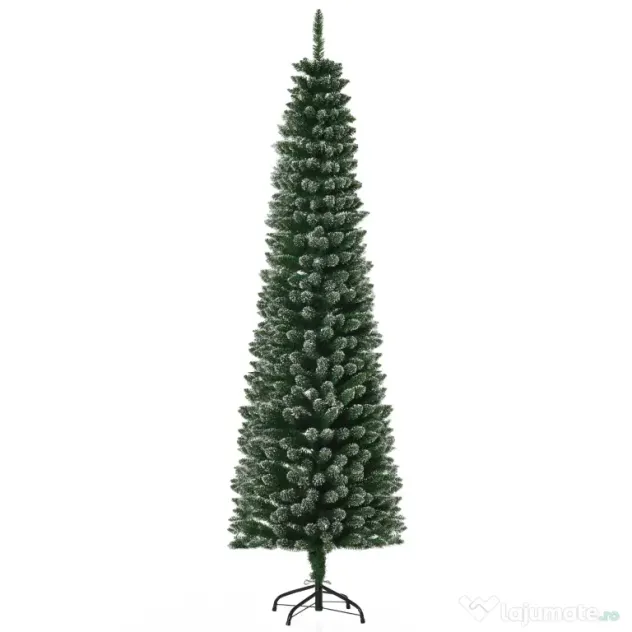Brad de Craciun cu zapada artificiala190cm, Brad verde cu baza detasabila, decoratiune de Craciun, verde HOMCOM | Aosom Romania