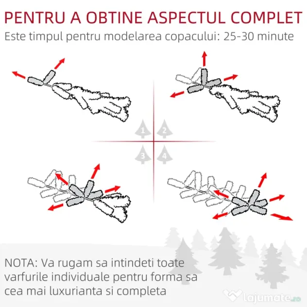 Brad de Craciun cu zapada artificiala190cm, Brad verde cu baza detasabila, decoratiune de Craciun, verde HOMCOM | Aosom Romania