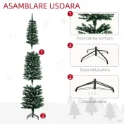 Brad de Craciun cu zapada artificiala190cm, Brad verde cu baza detasabila, decoratiune de Craciun, verde HOMCOM | Aosom Romania