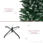 Brad de Craciun cu zapada artificiala190cm, Brad verde cu baza detasabila, decoratiune de Craciun, verde HOMCOM | Aosom Romania
