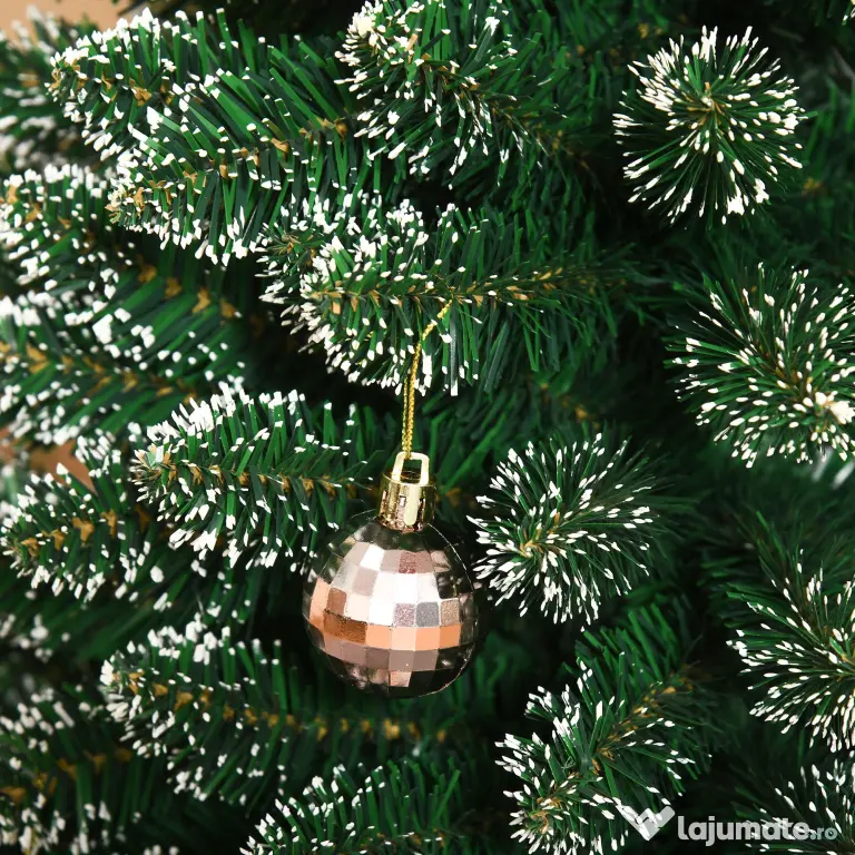 Brad de Craciun cu zapada artificiala190cm, Brad verde cu baza detasabila, decoratiune de Craciun, verde HOMCOM | Aosom Romania