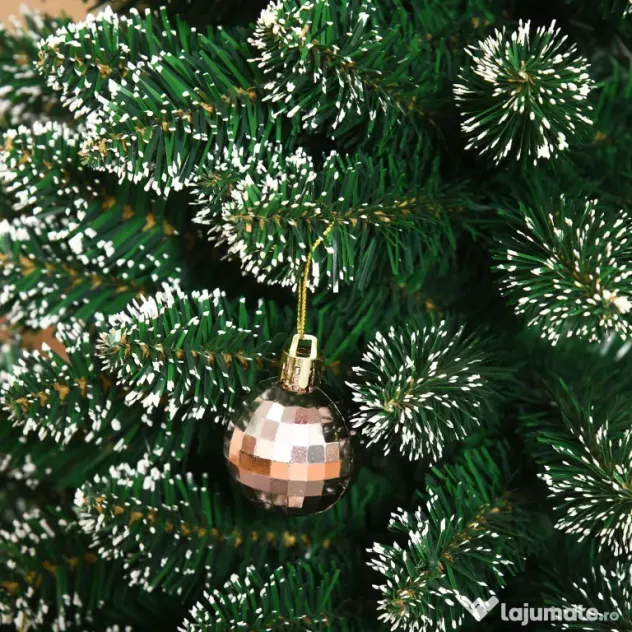Brad de Craciun cu zapada artificiala190cm, Brad verde cu baza detasabila, decoratiune de Craciun, verde HOMCOM | Aosom Romania