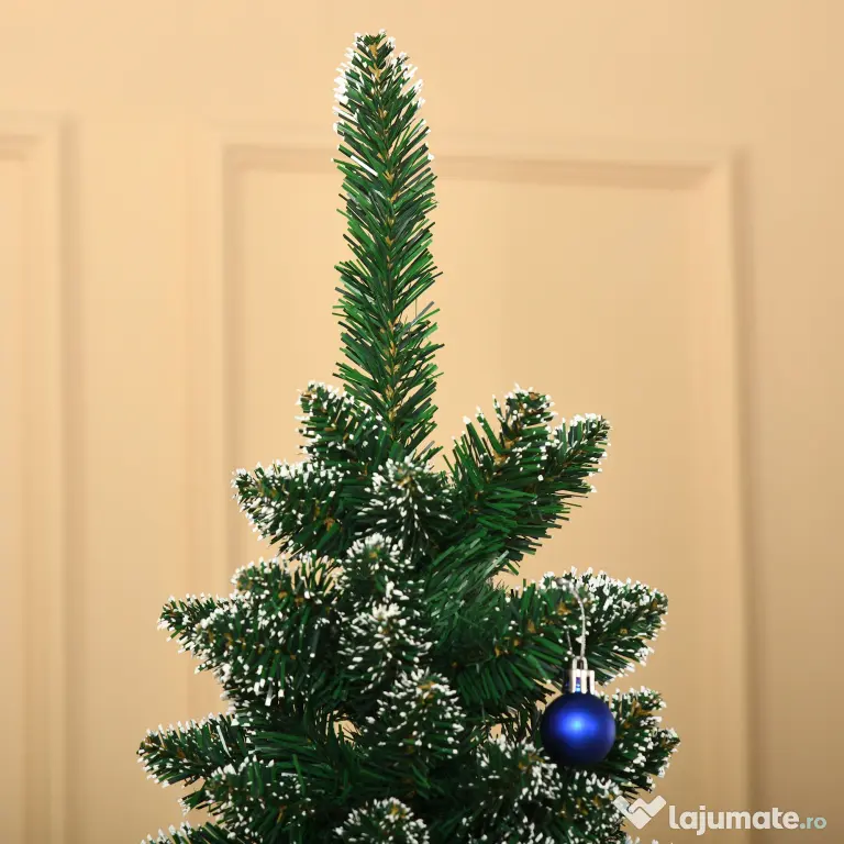 Brad de Craciun cu zapada artificiala190cm, Brad verde cu baza detasabila, decoratiune de Craciun, verde HOMCOM | Aosom Romania