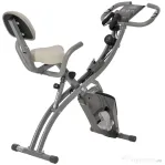 HOMCOM Bicicletă Fitness Magnetică și Pliabilă 2 în 1, Bicicletă X-Bike pentru Casă cu 8 Niveluri de Rezistență, Benzi Elastice pentru Brațe și Ecran LCD, Gri