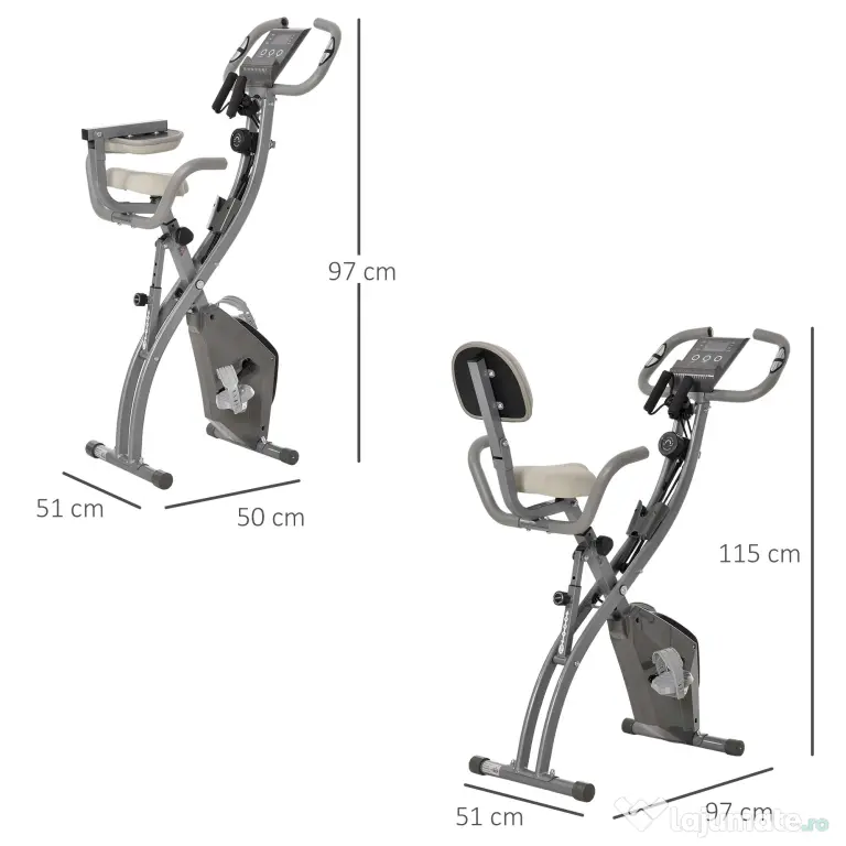 HOMCOM bicicleta pliabila 2 in 1, 8 nivele, gri | Aosom Romania
