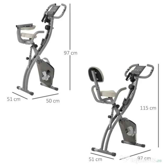 HOMCOM bicicleta pliabila 2 in 1, 8 nivele, gri | Aosom Romania